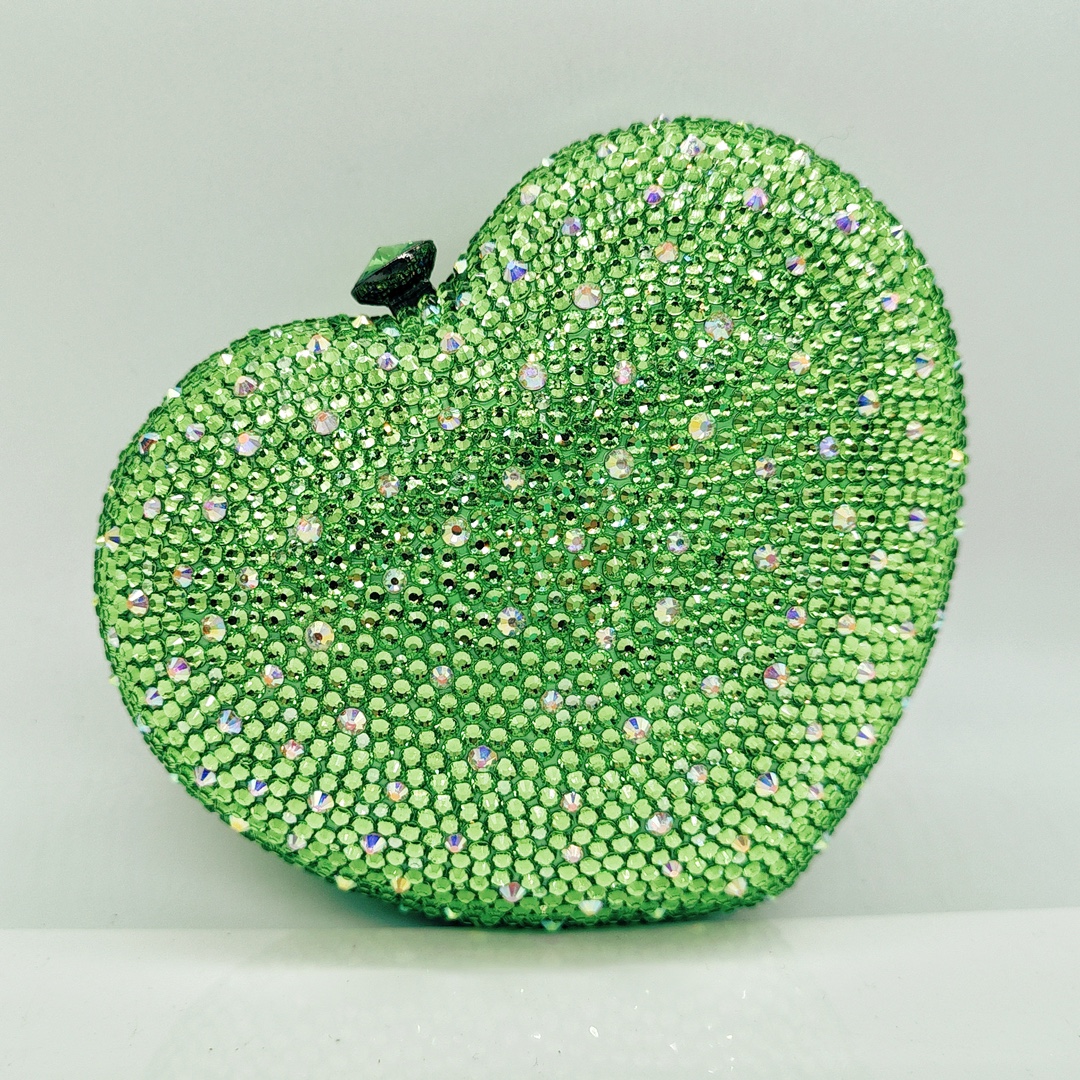 Luxury Bags Green - High-End Heart Shape Women Crystal Evening