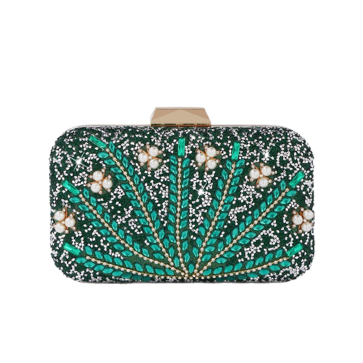 Luxury Rhinestone & Pearl Embe - Luxury Bags Green のレビューと価格