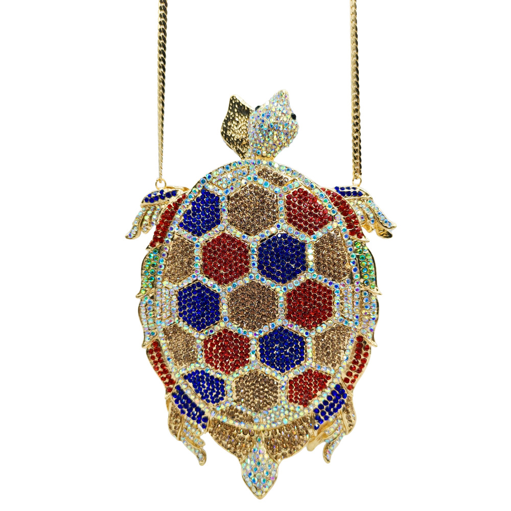 Turtle-Shaped Rhinestone Eveni - Luxury Bags Green のレビューと価格
