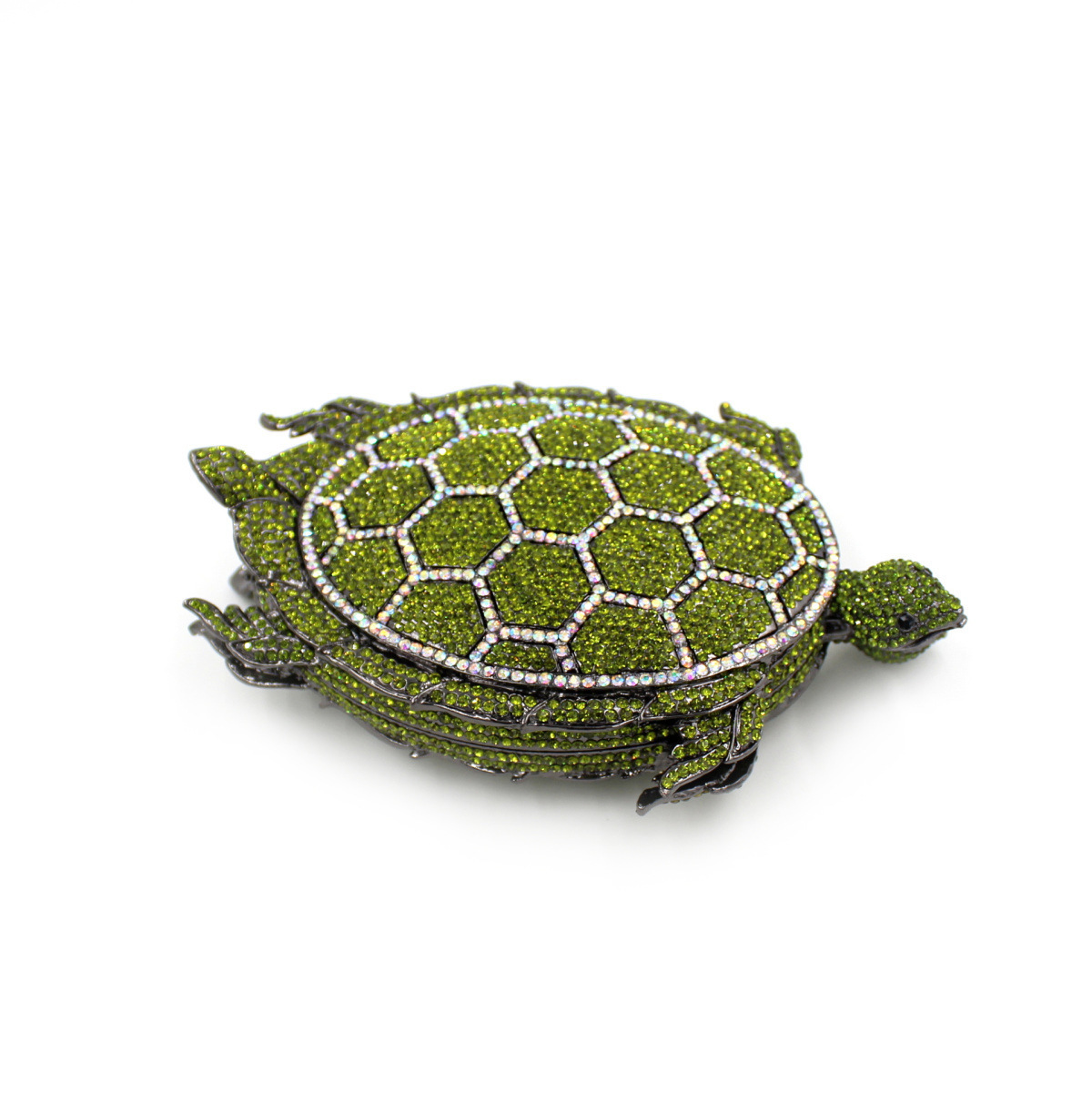 Turtle-Shaped Rhinestone Eveni - Luxury Bags Green のレビューと価格