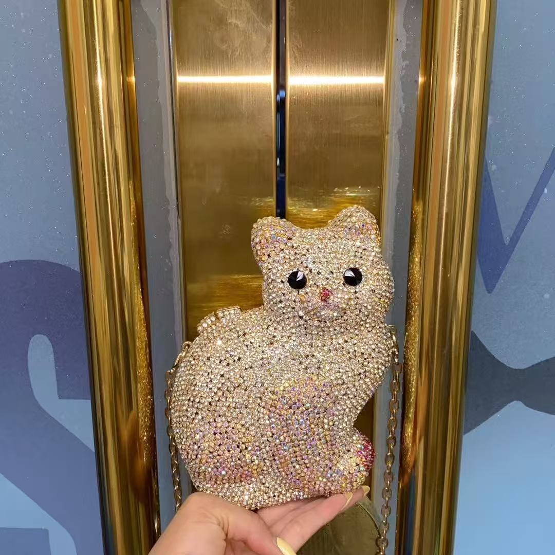 Gold Cute Cat Shape Women Hand - Luxury Bags Cute のレビューと価格