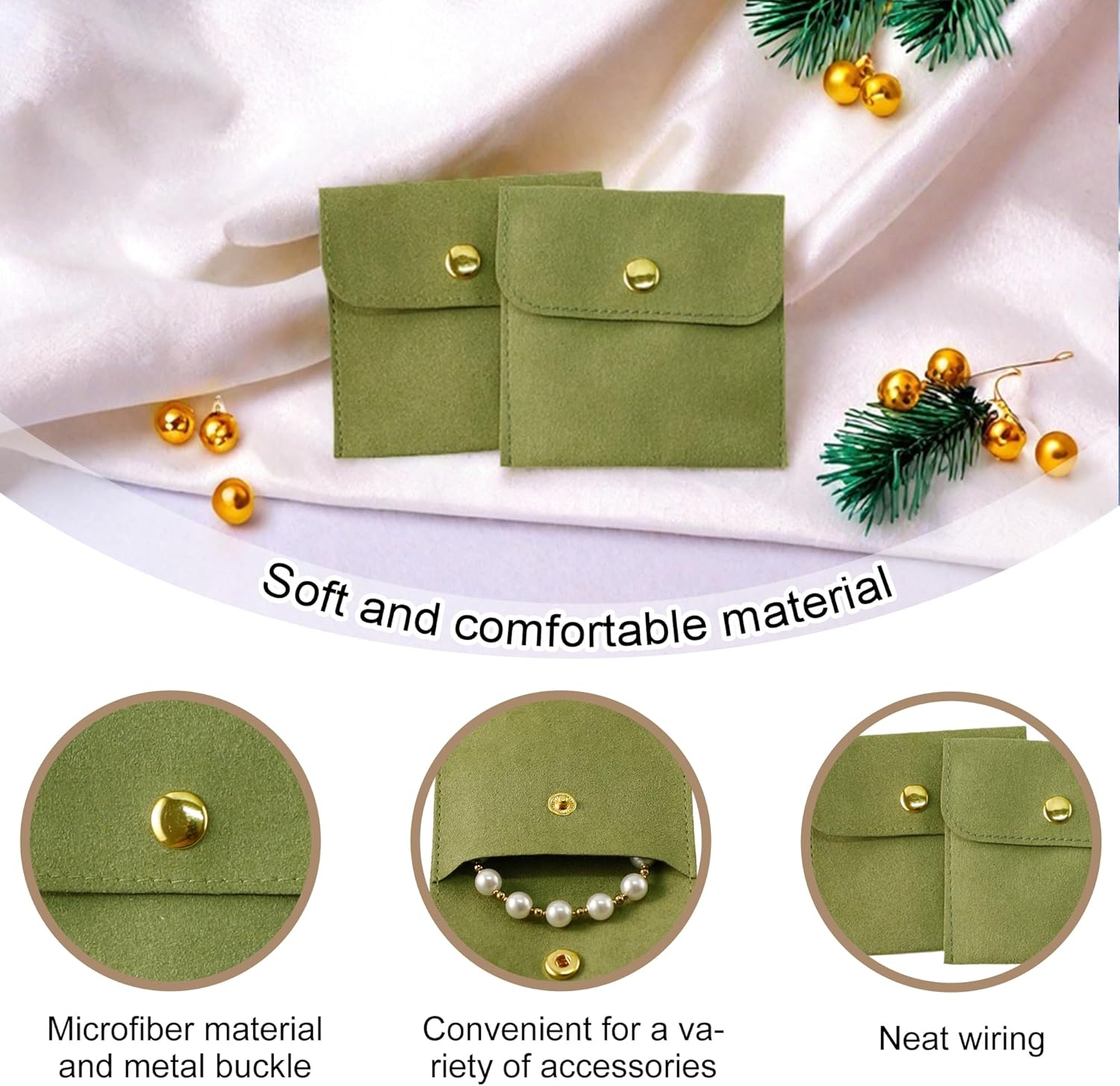 10 Pcs Green Microfiber Jewelr - Luxury Bags Green のレビューと価格